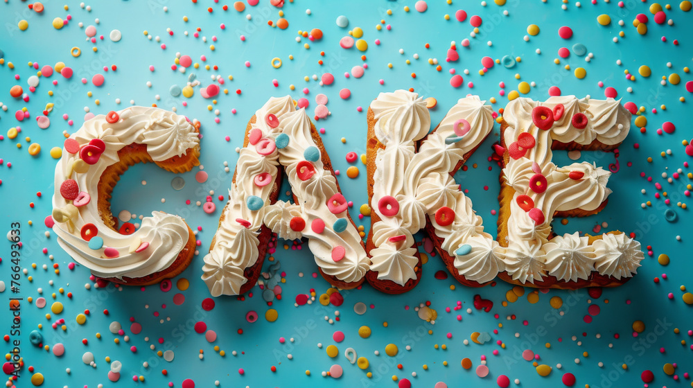 Poster a cake with the word 