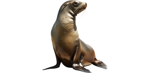 Sea lion resting pose, cut out transparent