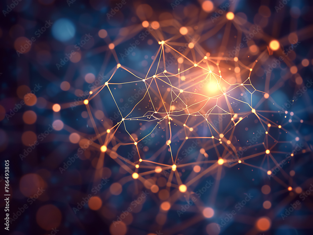 Poster abstract neuron web: intricate connection network in vibrant colors