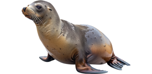 Sea lion resting pose, cut out transparent