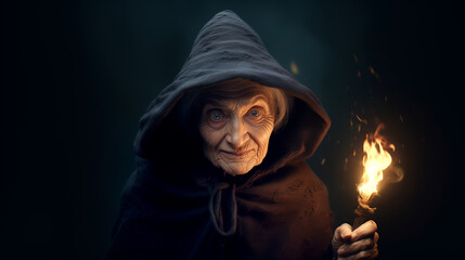 mysterious grandmother witch sorceress fairy-tale character halloween horror scary