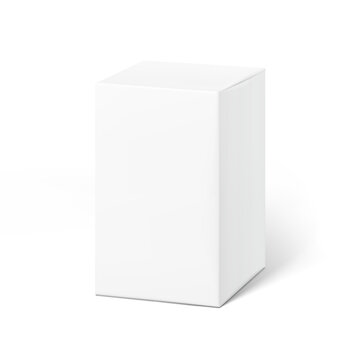 Realistic cardboard box mockup. Vector illustration isolated on white background. Half side views. Can be use for food, cosmetic, pharmacy, sport and etc. Ready for your design. EPS10.