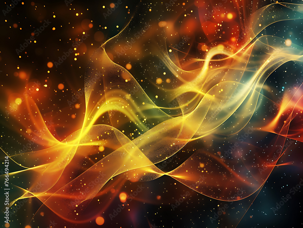 Poster abstract futuristic virtual marketplace with dynamic colors and shapes