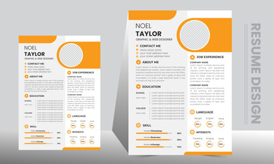 Professional Clean and modern resume or cv design template 