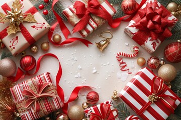 Fototapeta na wymiar Christmas presents and decorations