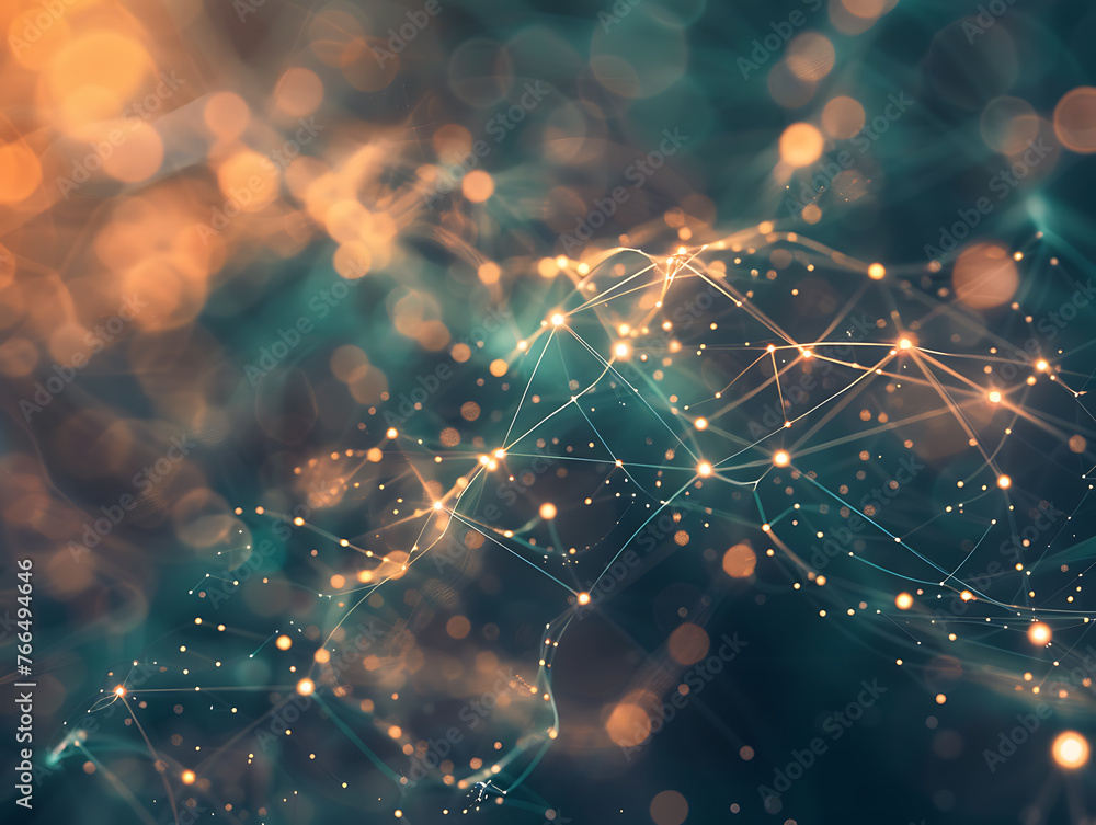 Poster virtual ecosystem: a futuristic abstract background with ever-evolving forms