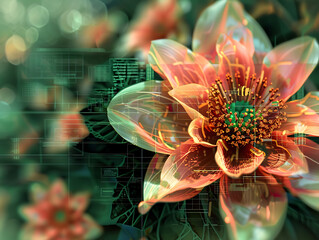 Virtual Garden of Lush Flowers and Radiant Colors in Abstract Harmony