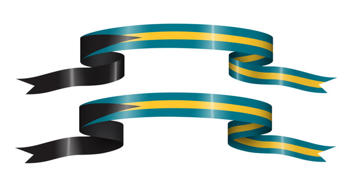 set of flag ribbon with colors of Bahamas for independence day celebration decoration