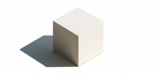 An isometric image of a cube on a white background, light shadow, simple, high quality.