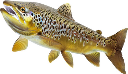 Brown trout fish, cut out transparent