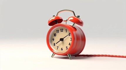 Alarm clock toon with electric cable isolated on white background.Generative AI