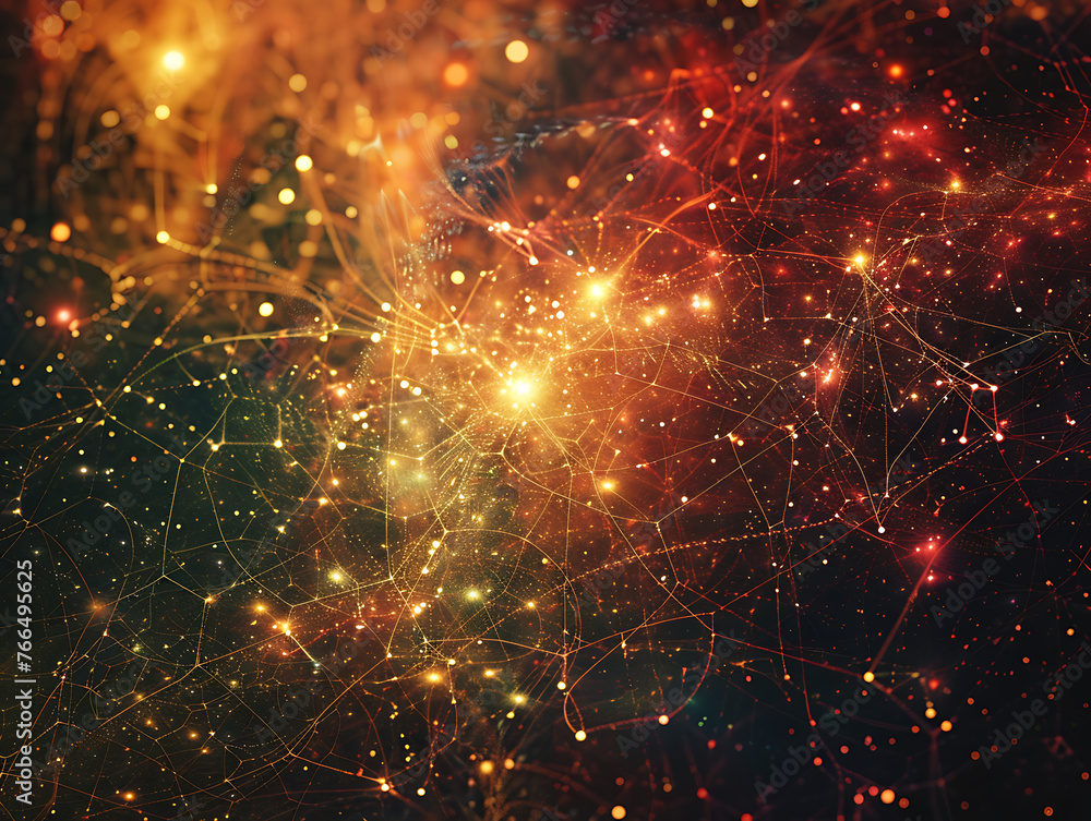 Poster interconnected network of abstract matrix nodal structure wall art decoration