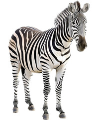 Side profile of a zebra standing, cut out transparent