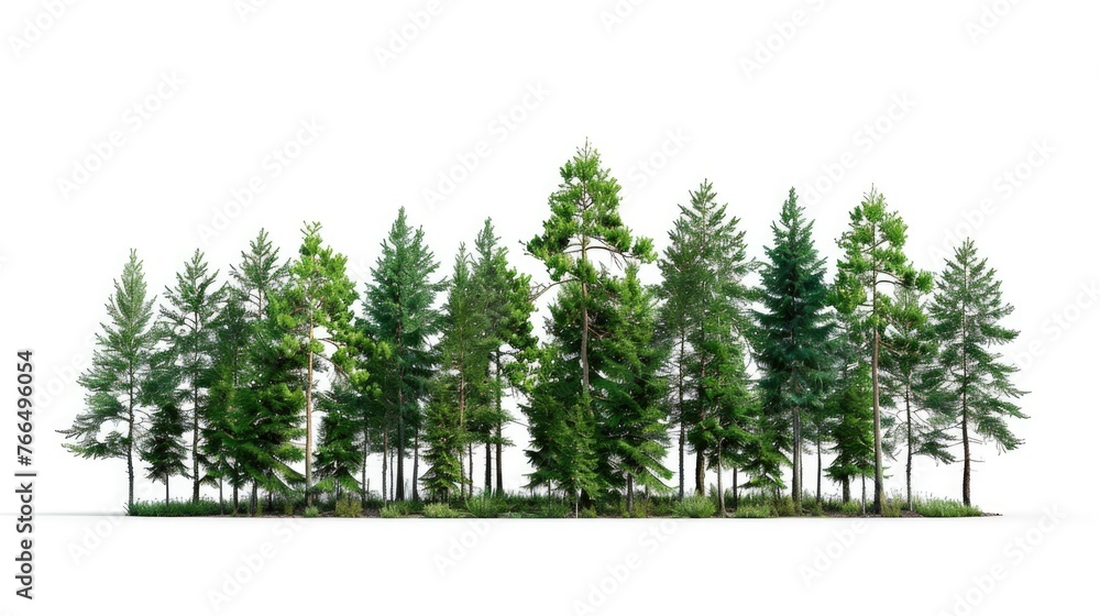 Poster a group of trees standing in the grass. suitable for nature and outdoor themes