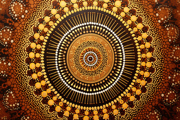 Mandala artwork in earth tones for enhanced calm and stability, perfect for adults seeking tranquility and art therapy. Peaceful brown mandala design with dot patterns, ideal for mindfulness practices