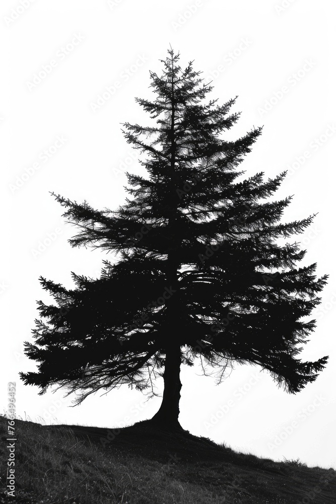 Poster a solitary tree captured in black and white, suitable for various design projects