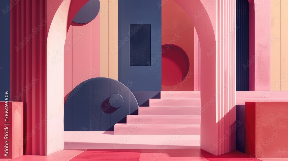 Aufkleber a room with a staircase, versatile image for various projects