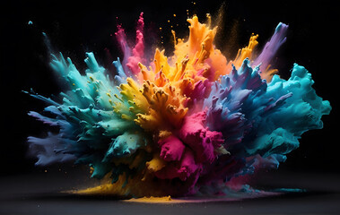 Vibrant powder burst against a gradient dark backdrop, Colorful wallpaper background