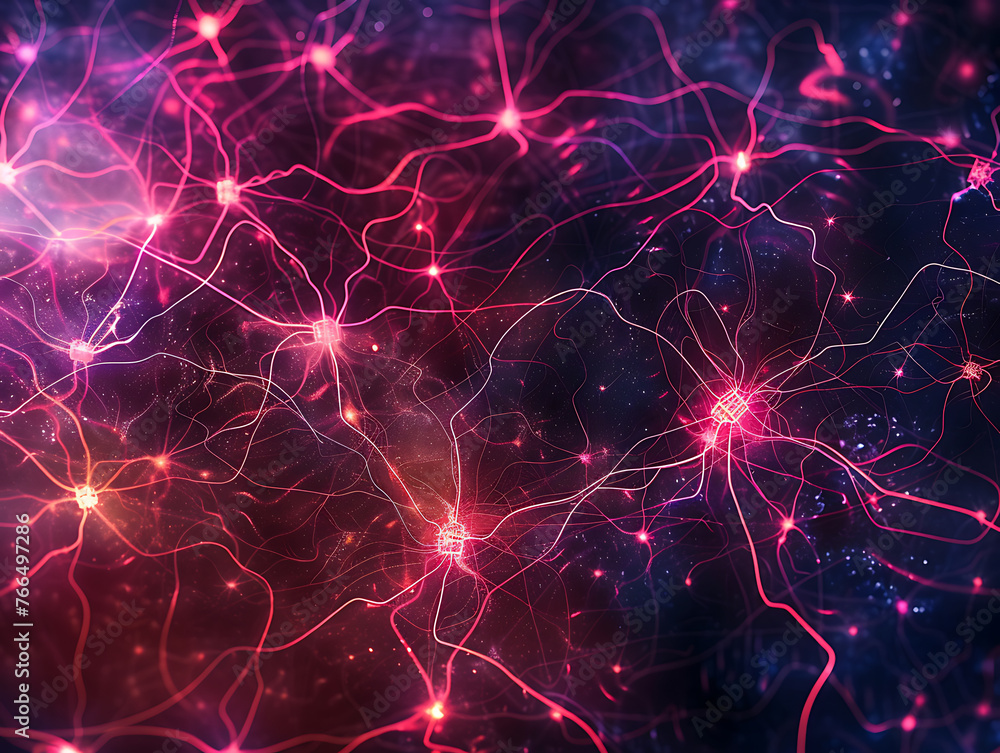 Poster digital brain neurons abstract background artistic colorful psychedelic image