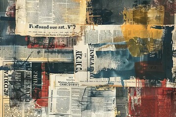 Vintage newspaper clippings collage, retro headlines and articles illustration, digital painting