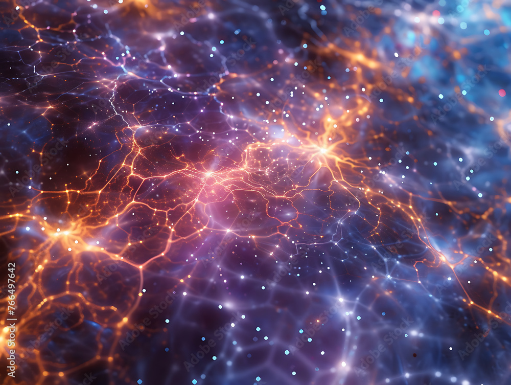 Poster cosmic interconnected abstract background - web of intricate connections