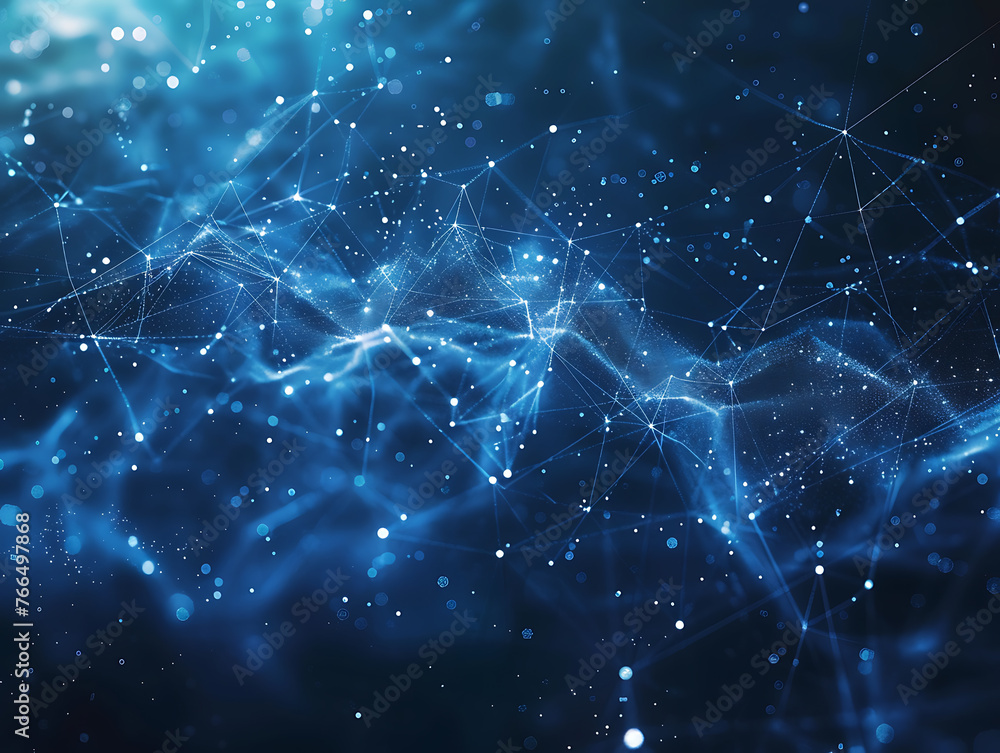 Poster abstract satellite constellation design technology network space exploration connection.