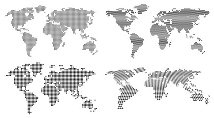 World Map with pixels, set map of the world from dots - 766498673