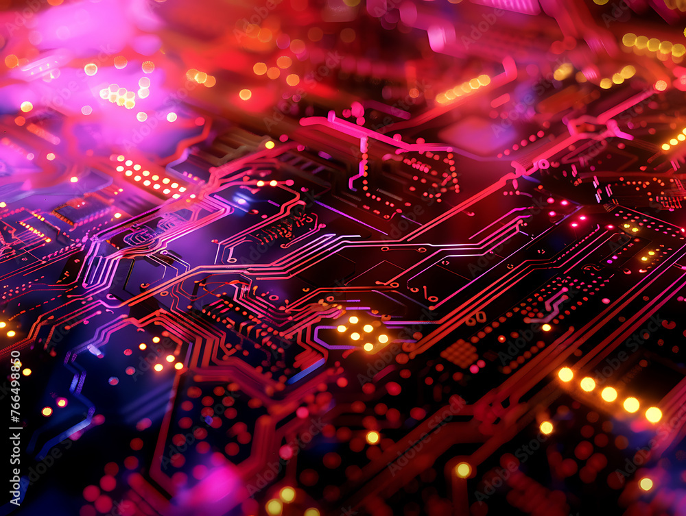 Poster circuit board technology abstract background with digital mosaic design