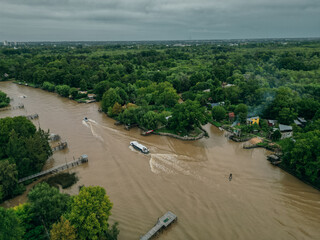 aerial View from the helicopter for Tigre, Buenos Aires, Argentina