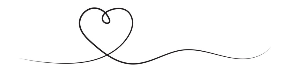 Hearts. Continuous line art drawing. Friendship concept. Best friend forever. Black and white vector illustration