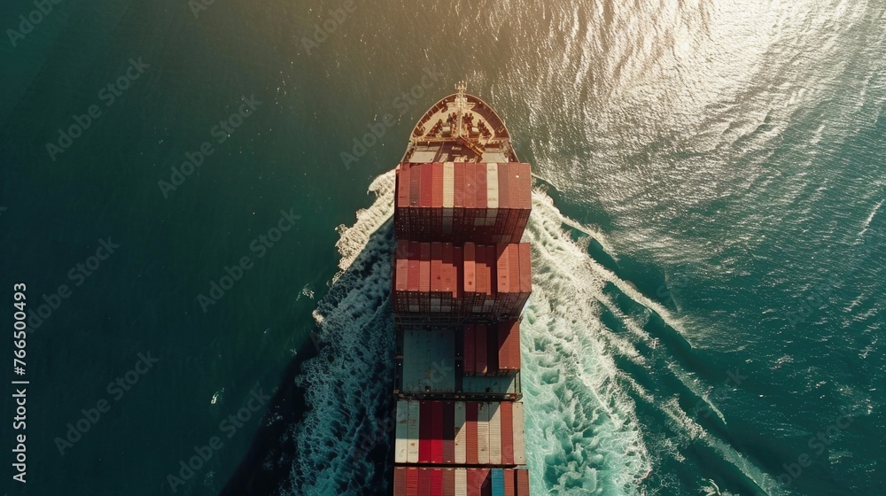 Aufkleber a large container ship traveling through the ocean. suitable for transportation and shipping concept