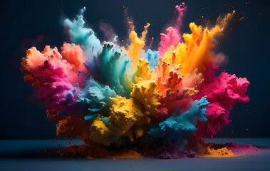 Vibrant powder burst against a gradient dark backdrop, Colorful wallpaper background