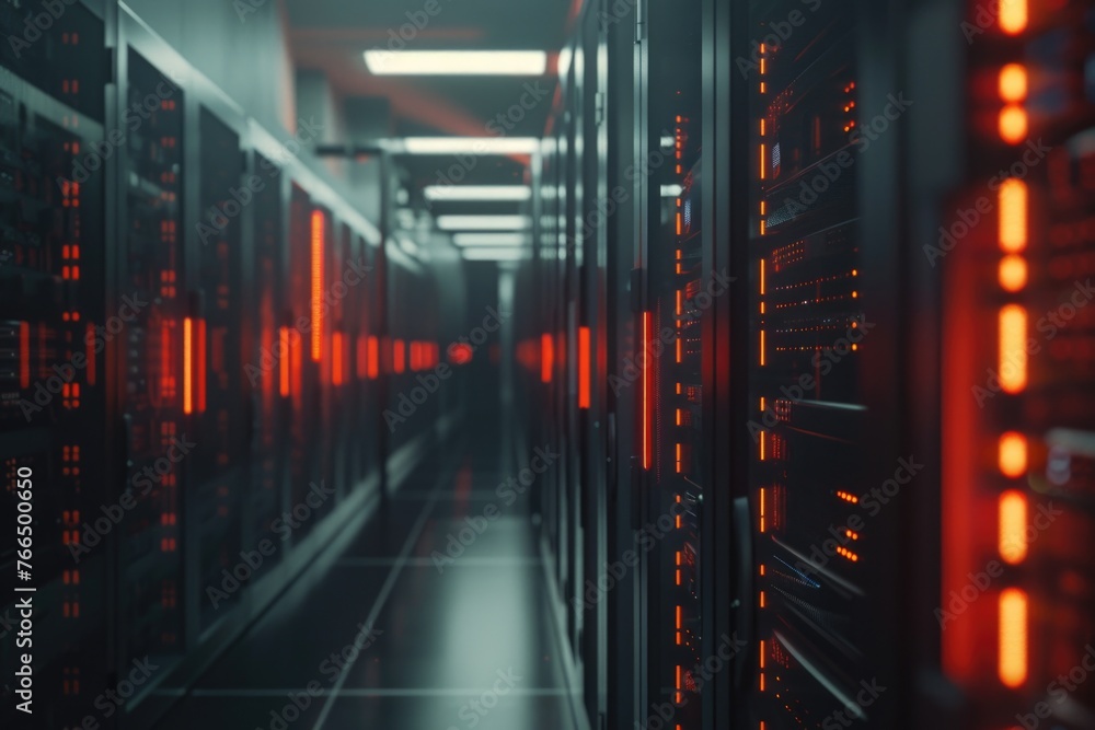 Aufkleber Row of servers in a server room. Ideal for technology concepts