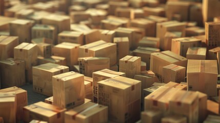 A pile of cardboard boxes stacked on top of each other. Perfect for logistics and storage concepts