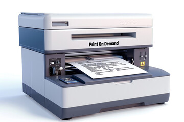 A compact laser printer ready to produce documents.