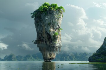 A picturesque small island in the middle of a body of water. Suitable for travel and nature concepts - Powered by Adobe