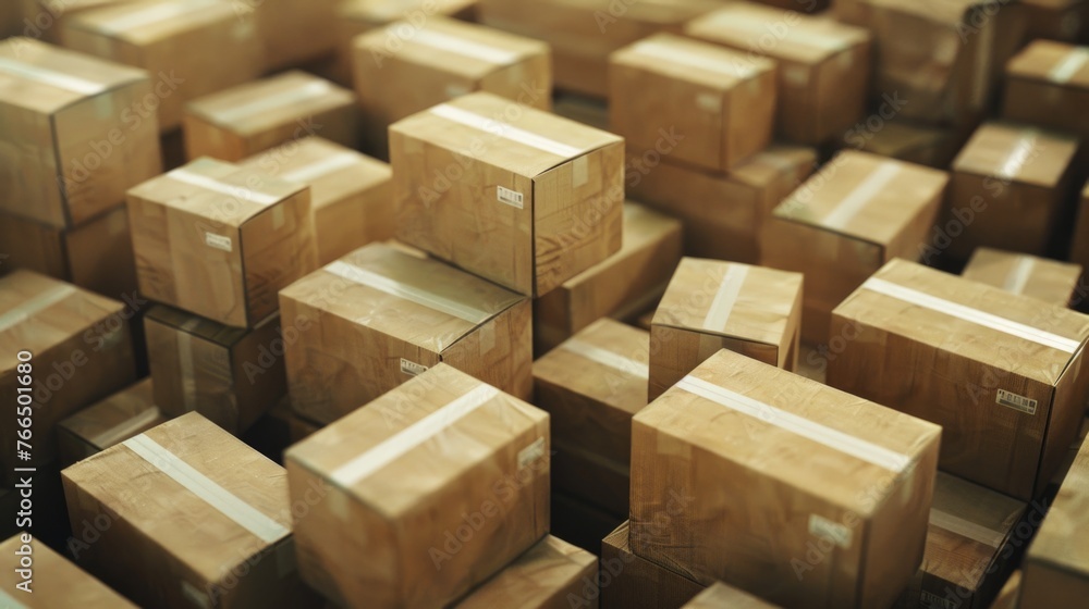 Aufkleber A large amount of boxes stacked on top of each other. Ideal for inventory management concepts