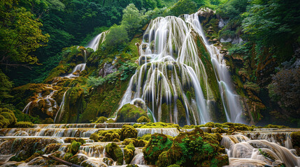 Majestic Waterfall in Enchanted Forest