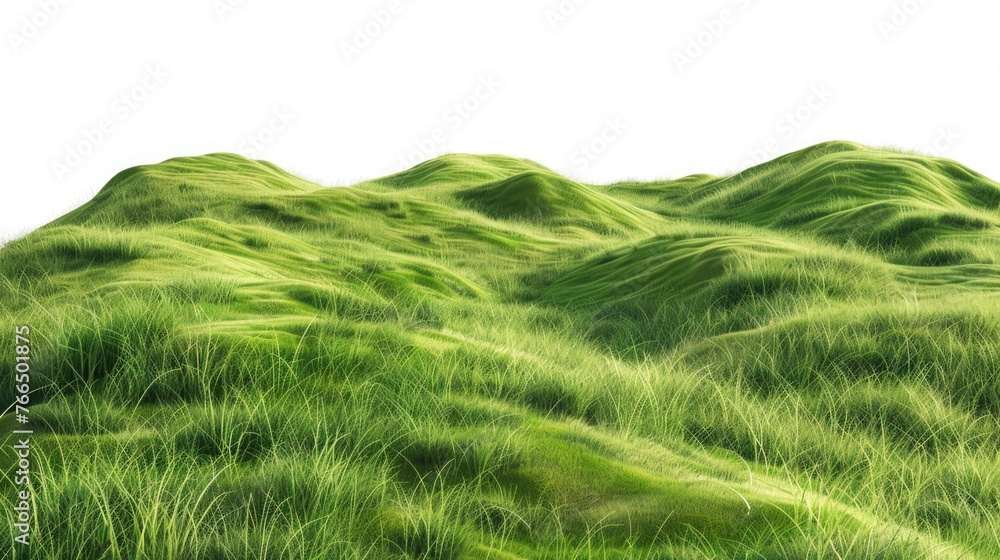 Poster scenic view of a mountain with a lush green grass field. suitable for nature and travel concepts