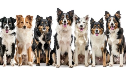 A group of dogs sitting next to each other. Perfect for pet-related designs - obrazy, fototapety, plakaty