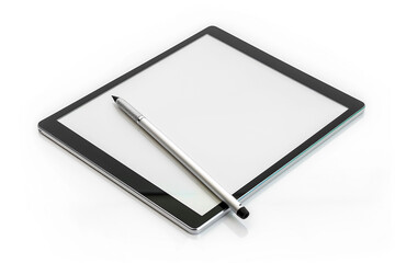 A digital pen tablet with a blank drawing area isolated on white background, copy space around it.