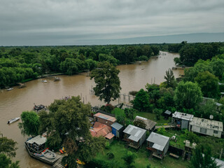 aerial View from the helicopter for Tigre, Buenos Aires, Argentina