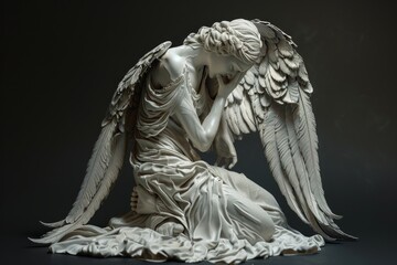 Beautiful fallen angel with big wings