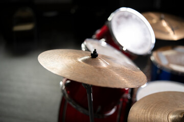 Close-Up View of a Drum Cymbal in a Music Studio Setting - 766503659