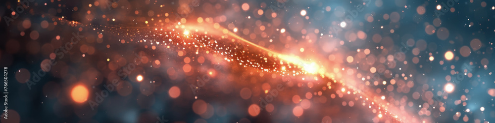Aufkleber a stream of golden glitter creating a shimmering arc against a dark, bokeh-lit background