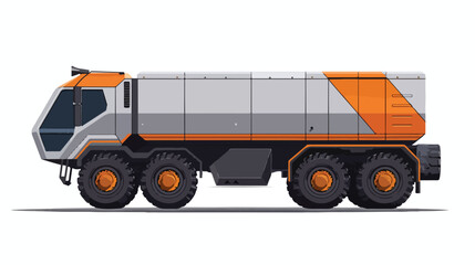 Rendering model of a cargo vehicle flat vector 