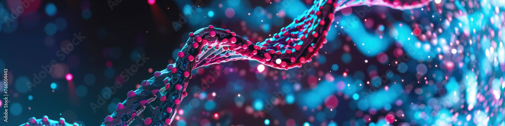 Poster a digitally created abstract background featuring a mix of blue and pink colors with scattered dots 