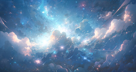 A stunning painting of a pastel galaxy V2 - obrazy, fototapety, plakaty