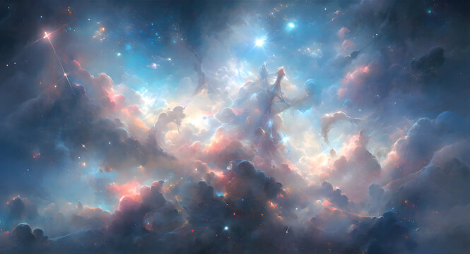 A stunning painting of a pastel galaxy