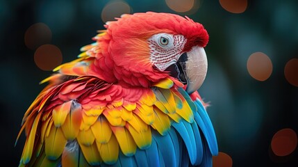 The vibrant colors of a parrot's plumage, each feather a masterpiece of nature's artistry, a dazzling display of tropical beauty and diversity.